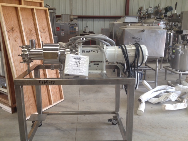 ***SOLD***Used ARTISAN 1 Square Foot Rototherm Thin Film Evaporator. Stainless steel construction. Rated at 60 PSI/FV @ 300 Deg.F. internal. Jacket rated at 100 psi @ 300 Deg.F.  NB# 2346. S/N 86095. Motor is 0.5/3 HP, 175/1175 rpm, 42-230/84-4 volt, 3 Ph. UL Calls 1 Group C&D for Hazardous locations (XP). Has Reliance SP500 VS-drive. Mounted on Stainless steel frame on wheels. Last used in sanitary pharmaceutical application. Overall dimensions are approx. 6' Lgth. x 3' wide x 5'2